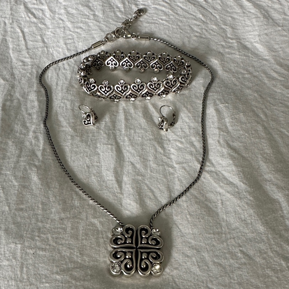Brighton Silver Heart Motif Necklace Set
